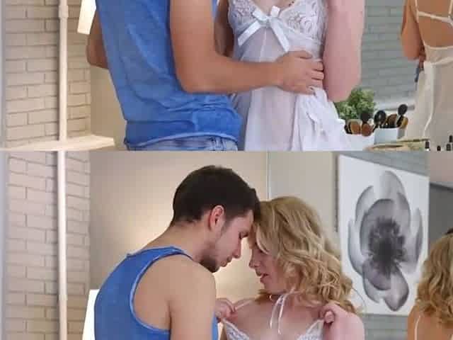 Romantic teen light-haired with puny bra-stuffers