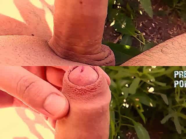 Outdoor precum squeezing - No jizz flow