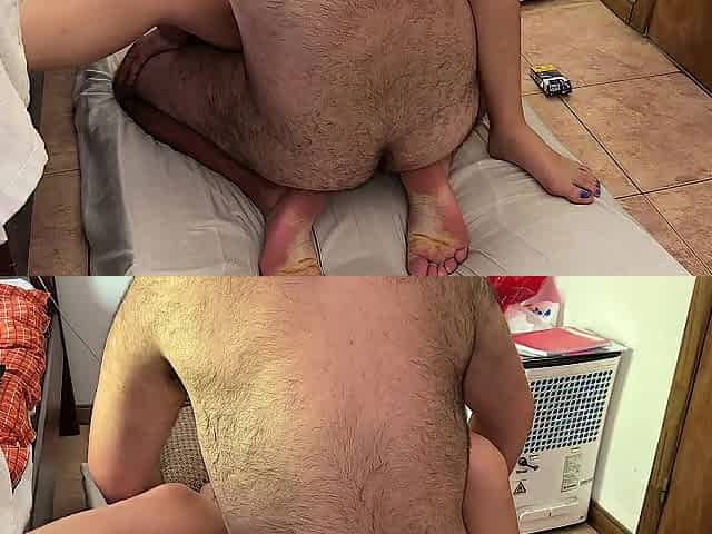 My stepmom banged me in cowgirl position and smoked a cigarette