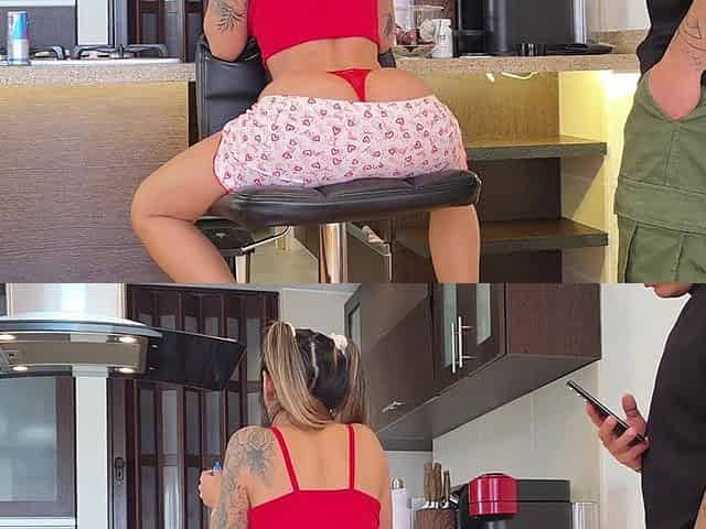 Horny Stepsister Shows Her Thong to Her Stepbrother so He Can Fuck Her!