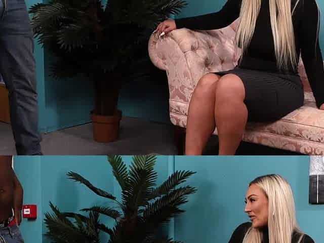 Busty blonde voyeur teasing BBC wanker
