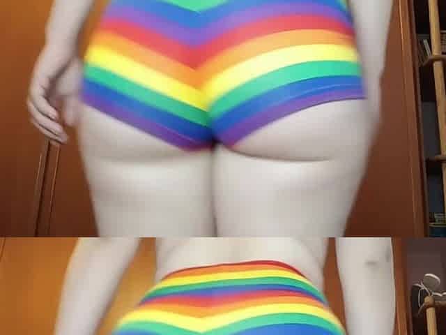 Large obese flawless booty walking in shorts
