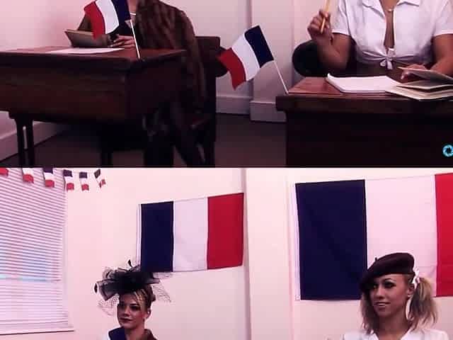 3 hot French angels love playing with large schlongs jointly