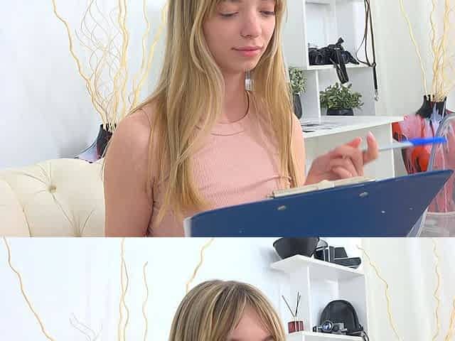 Blonde babe agrees to her first anal sex at a casting