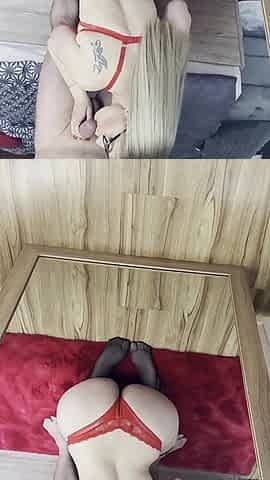 My Step Sister Sucks My Cock in Front of the Mirror