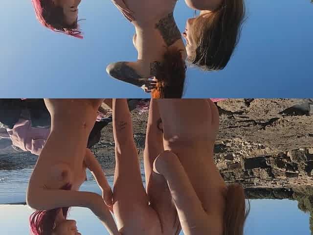 Teen Cheri and fresh Josie's naughty encounter on a sunny beach