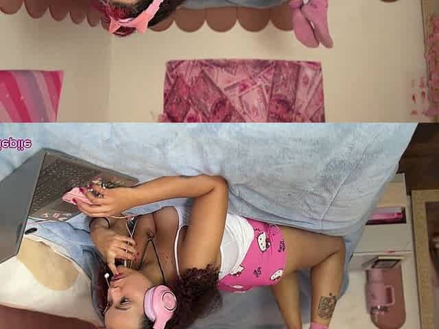 Chubby Girl Farts on Bed During Work Call