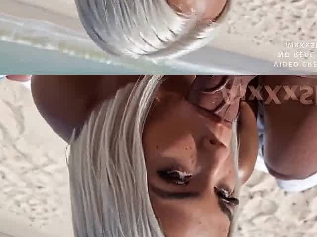 A Black hotty has sex on the beach with a large ebony weenie.(AI Generated)