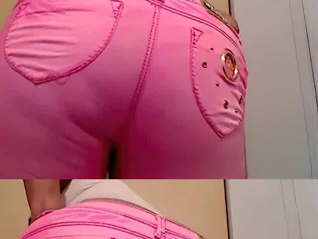 Ebony cutie farting in Pink Jeans