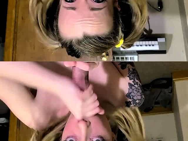 Real amateur blonde gives a hot POV blowjob on the train