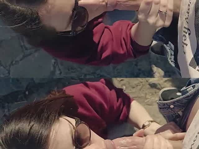 Stranger Cum In My Throat After Public Blowjob