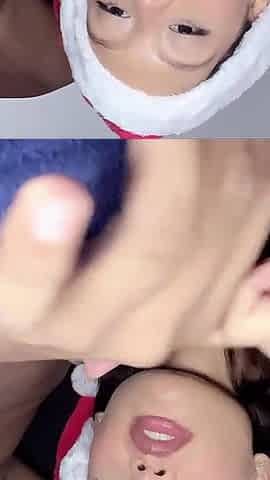This Horny Little Slut Gives Me a Great Christmas Blowjob