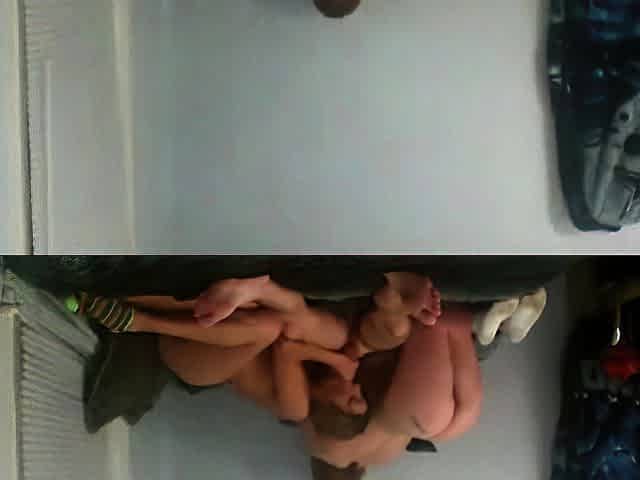 Two blondes having sex with a shy man