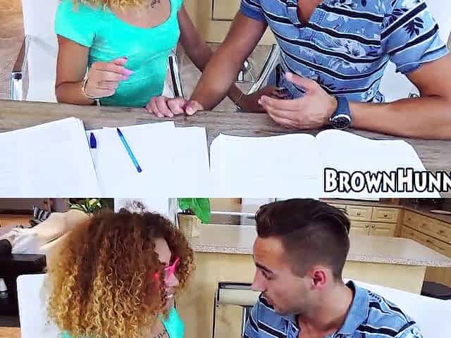 Small black banged by hung teacher