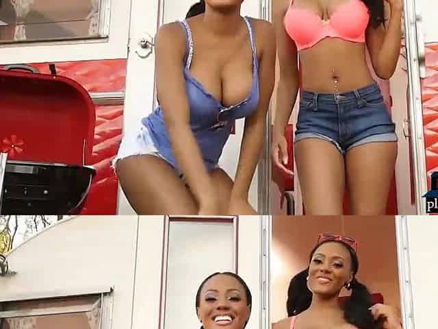 Ebony with large bazookas and butts barbecue pleasure