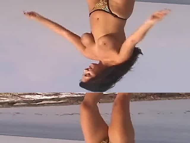 Bikini Model Exposed On The Beach And At Home
