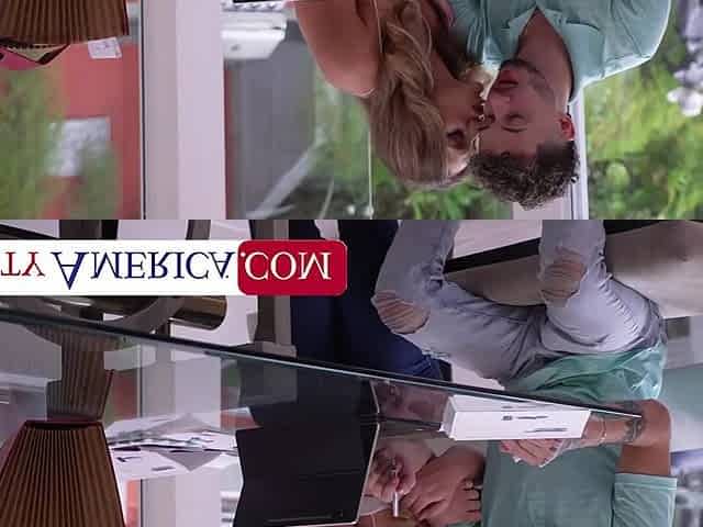 Horny milf Natalie distracted him with whispering in his ear and got fucked, like she planned to