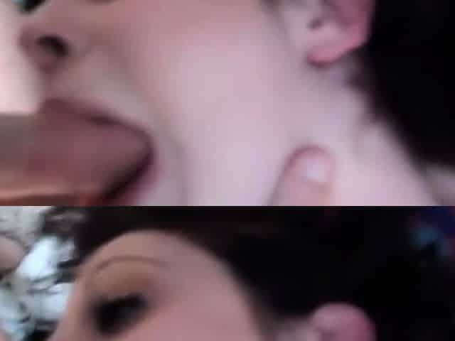 Cumshot for brunette after pov blowjob