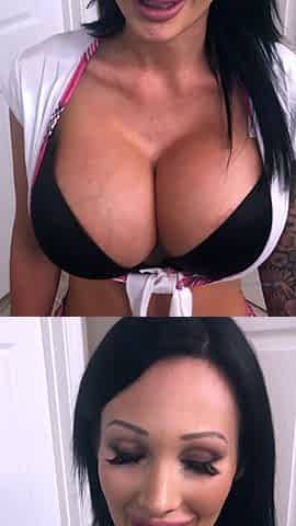 Hot brunette big boobs toying pink pussy