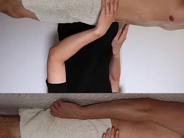Gentle erotic massage with a pleased ending