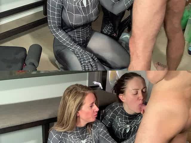 Huge Cock Gives Multiple Anal and Pussy Threesome Creampies and Fucks Hentai-style 2 Spider Girls