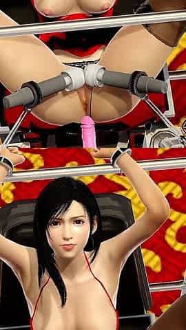 Tifa Lockhart Fuck Machine and Two Vibrators Just Desctroying Her Pussy 3D Animation