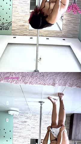 Pole Dancing Farting Nonstop Sexy Curves Chubby Girl Practice Session