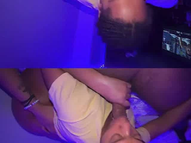 Large Butt Sweetheart Sucks Knob whilst Banging a Sex tool