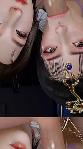 3D Two Horny Babes Sharing One Big Cock