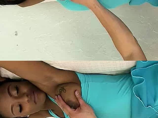 Slim Black Ebony Ballerina Girl with small Saggy Tits