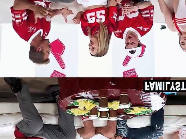 Parents and stepsiblings foursome for a touchdown