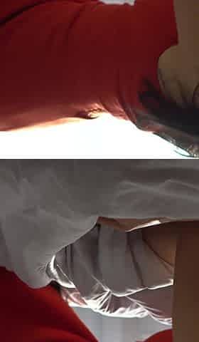 Hot Brunette Get Big Cum on Her Red Dress and Pussy, Sex in Hotel