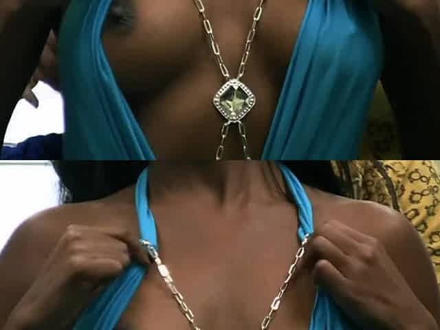 Ebony Sweetheart With Large Tits Takes A Large White Jock