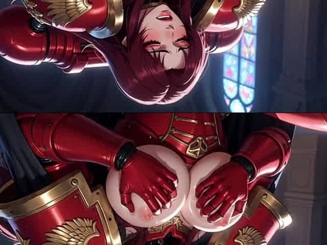 Female Warhammer 40k Space Marines Erotic Sensual Scenes in Partial Power Armor