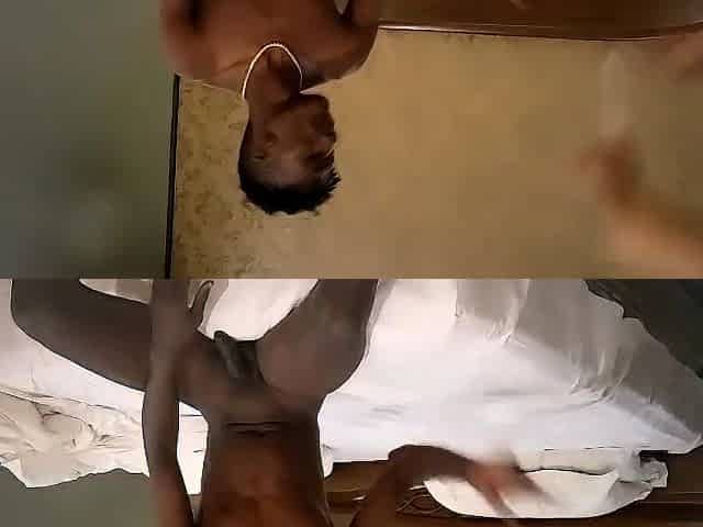 Sexy African beauty gives interracial blowjob on hidden cam