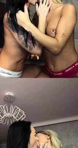 Sexy blonde and brunette lesbians from