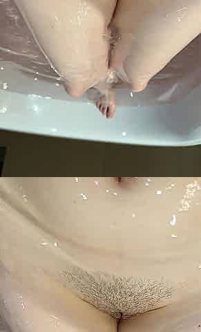 Stomach button fetish in the washroom, lengthy legs and constricted nice-looking twat below water close up