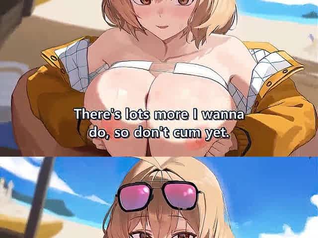Golden-haired With Large Titties Crempied On The Beach