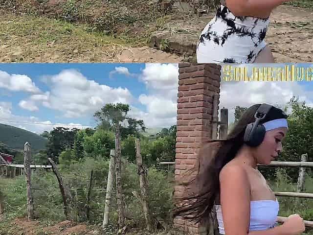 Large-assed Colombian needs hydration and her neighbour fills her throat with sperm - DanielaAndrea