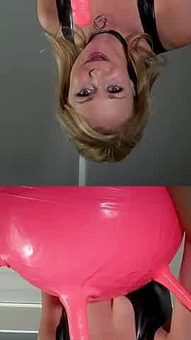 Latex JOI and Bouncy Ball Dildo Ride