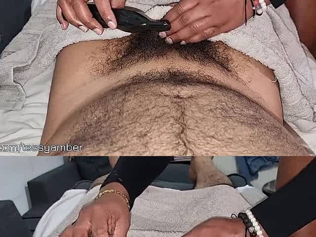 A CLIENT Got a BONER during an Private SHAVE and This babe Made Him CUM in Her Throat