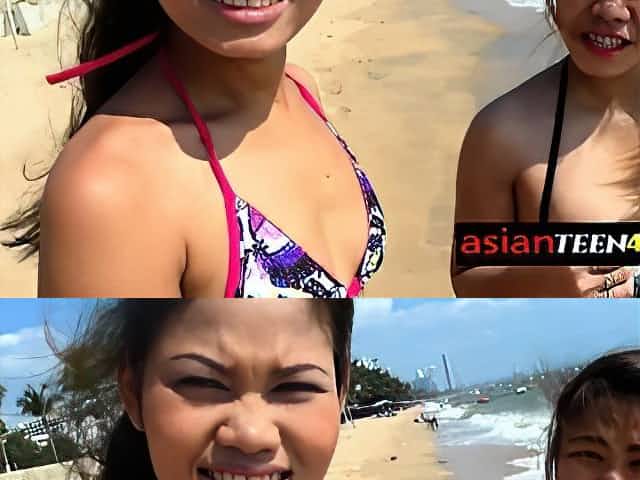 Softcore threesome with two Asian babes