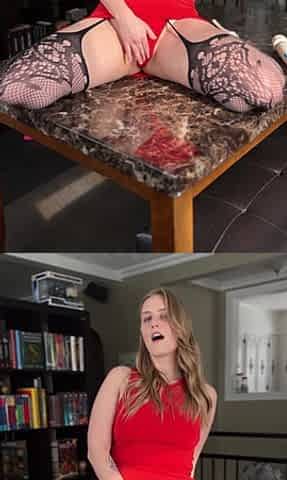 Blonde PAWG Masturbating in on the Dinner Table