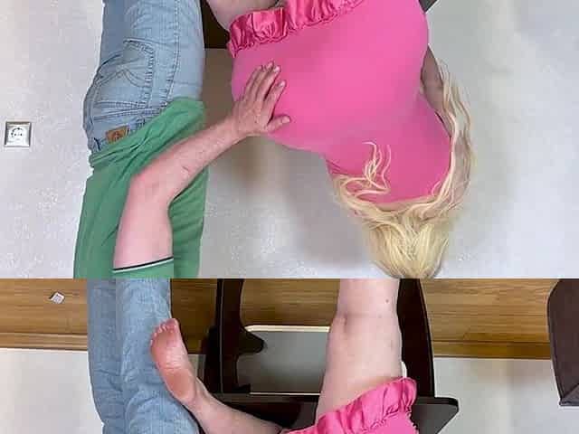 old housewife doesn't mind relaxing with a large dong in her booty and made a mient
