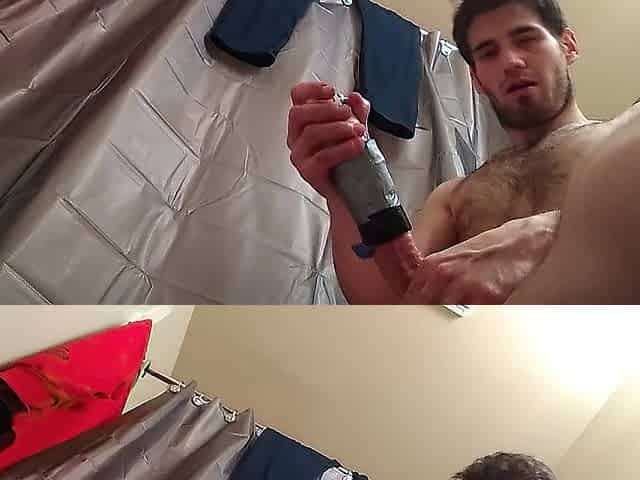 YOUTHFUL CHUBBY JIZZ FLOW FROM HOMEMADE TOY USED EVERYTHING AT HOME TO MAKE IT