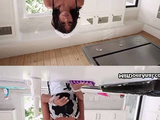 Screwing the large tit maid after catching her riding a sex-toy