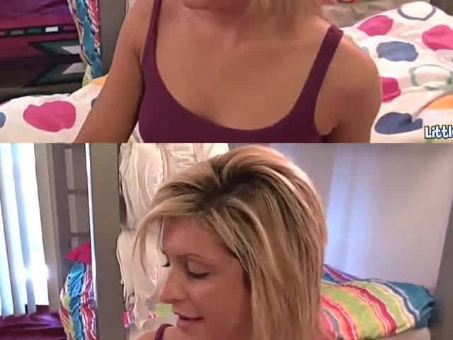 Mandy Sky - Little Slut Fucks Double Ended Dildo With Hot Lesbo