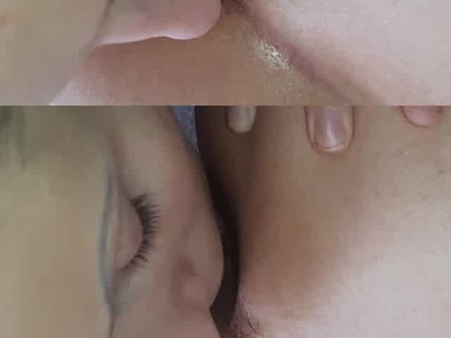 Hawt lesbo ass-licking close up
