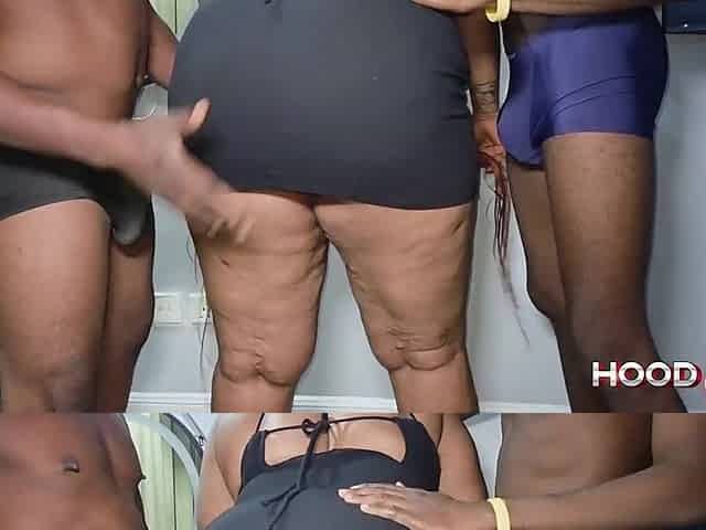 Huge Afro butt smashed precious by 2 lengthy ebony pipes.