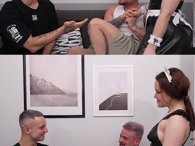 Cute maid unexpectedly gets DP and hard sex